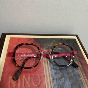 ANNE & VALENTIN FLIGHT 8A10 RED TORT AUTHENTIC EYEGLASSES *Read* Women’s